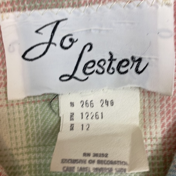 Vintage Jo Lester Dress Wrap Pastel Plaid Flower Size Small - Picture 9 of 16
